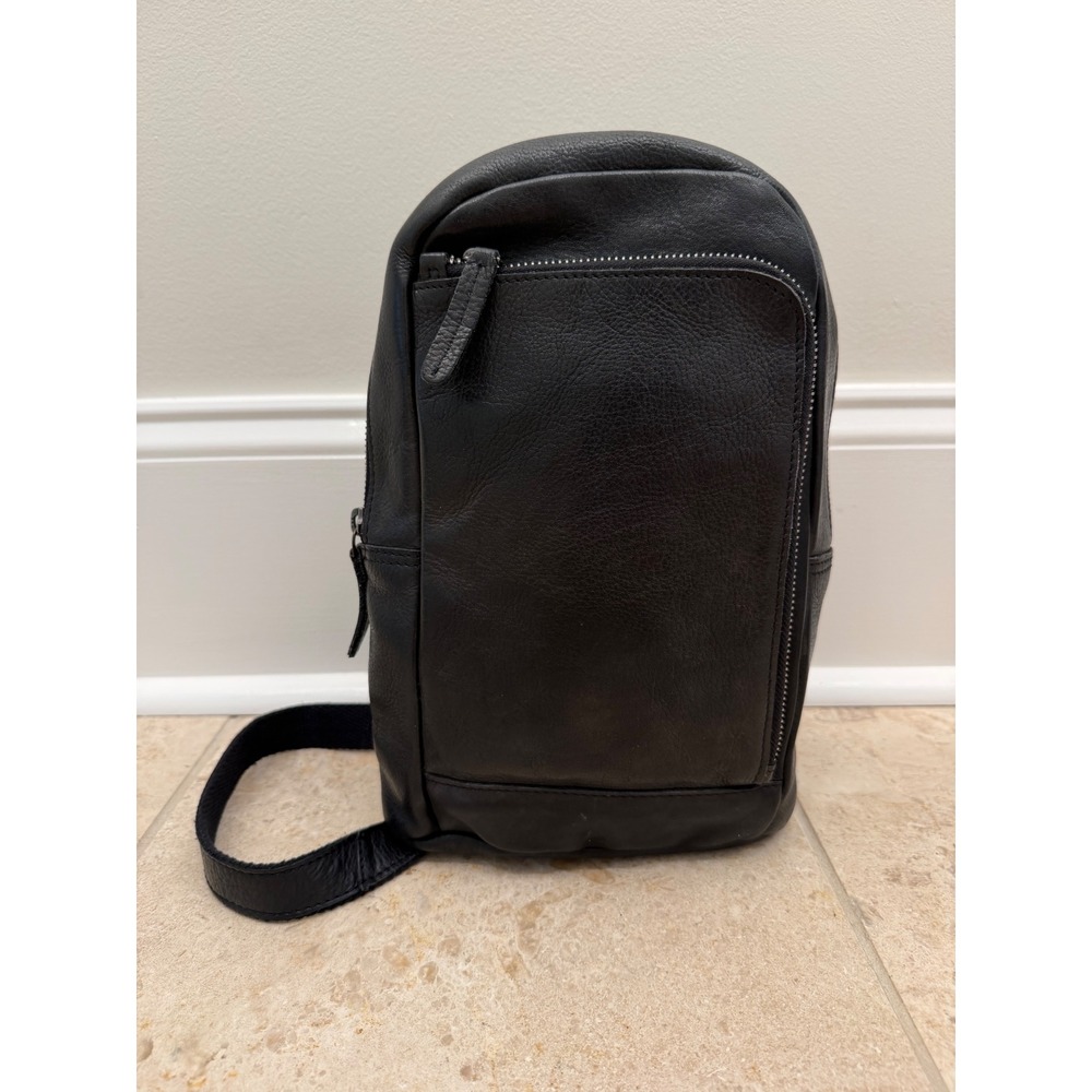 Latico Leathers Austin Sling Bag Black Leather Small Minimalist Crossbody Bag